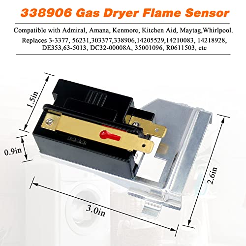 Blutoget Gas Dryer Repair Kit WP338906 338906 Gas Dryer Flame Sensor 279311 Igniter 279834 Gas Valve Solenoid Coils Kit by Blutoget- Fit for Whirlpool Ken-More Dryers- Replaces WP338906 AP3094251 PS334310 - Image 4