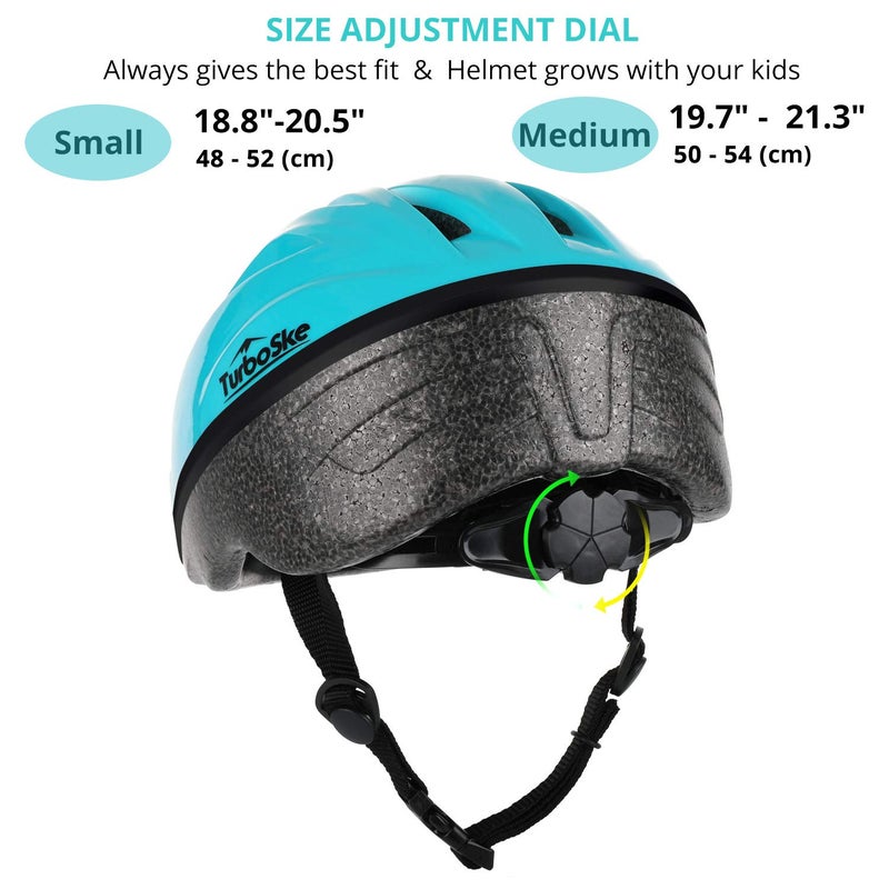 TurboSke Toddler Kids Bike Helmet, Multi-Sport Helmet Size Adjustable for Boys and Girls (Aqua Blue, Small: 48-52cm/18.8"-20.5") - Image 5