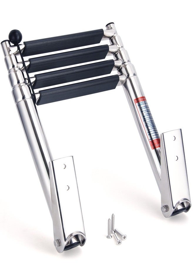 Mojiate Telescoping Boat Ladder 4 Step Folding Stainless Steel Pontoon Dock Ladders Slide Mount Under Platform Marine - Image 1