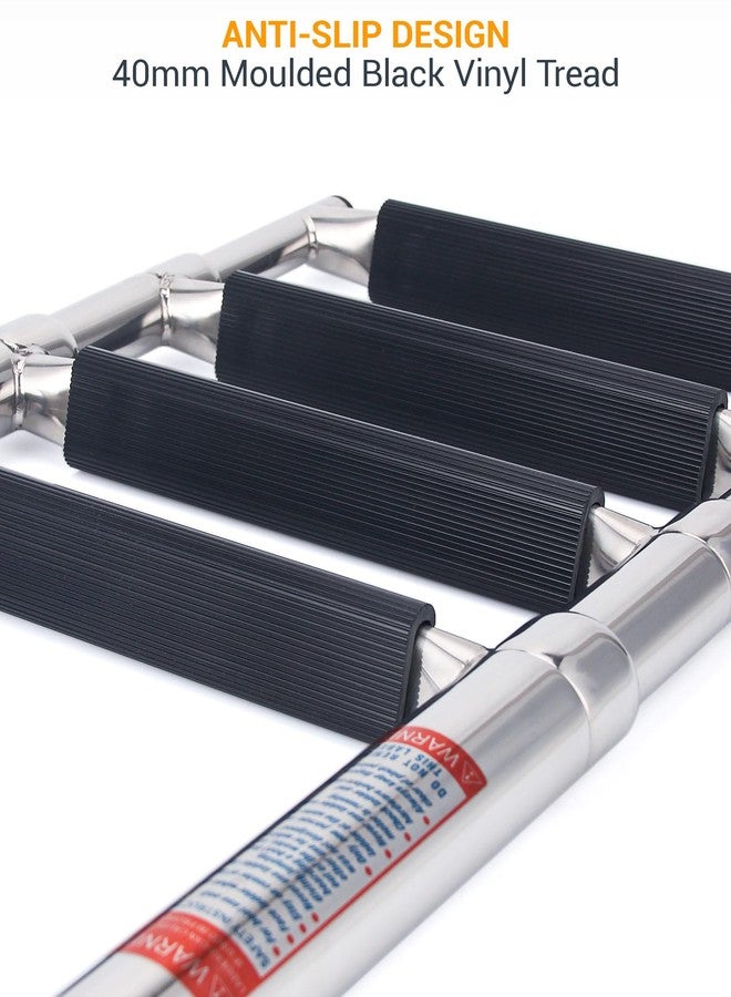 Mojiate Telescoping Boat Ladder 4 Step Folding Stainless Steel Pontoon Dock Ladders Slide Mount Under Platform Marine - Image 4