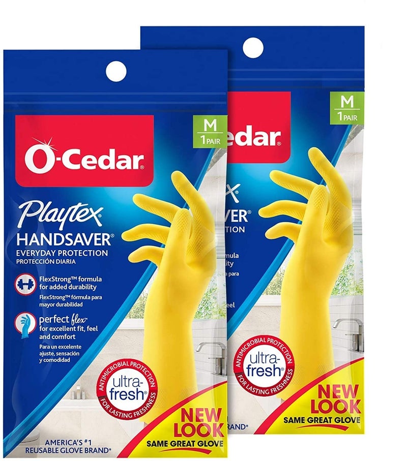 PLAYTEX HandSaver Reuseable Rubber Cleaning Gloves (Medium, 2 Pairs), Everyday Protection Reusable Household Gloves (Pack of 2) - Image 1