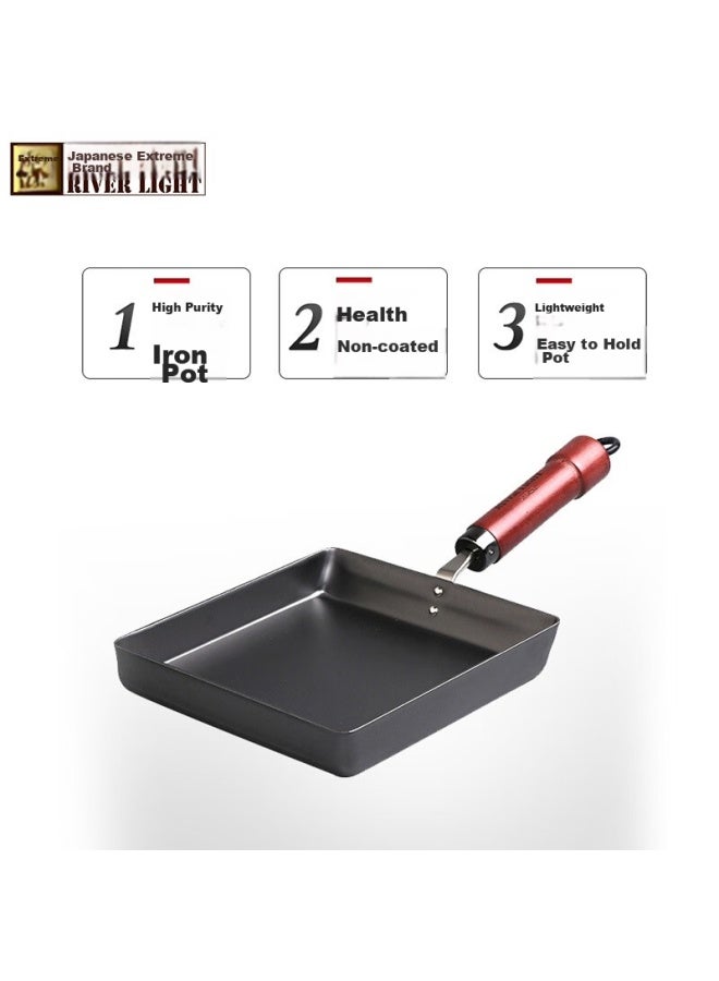 River Light Imported Non-coated Breakfast Pan, Tamagoyaki Griddle Style Fried Egg Pan, Thick Egg Roll Flat Bottom Pan, 16cm - Image 5