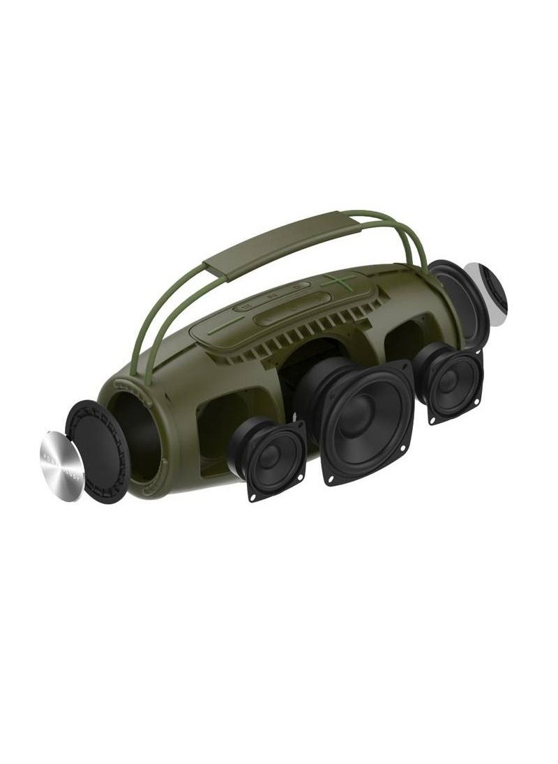 Powerology - Phantom Wireless Portable Bluetooth Speaker, Bluetooth 5.0, Water-Resistant, Aux Interface, 6000mAh Battery - Camouflage - Image 1