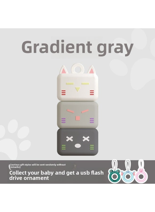 Creative Mini PVC Cat Cute Cartoon Car Music Mobile Phone High Speed U Disk Event Gift Usb-Color:Gradient Gray-Capacity:3.0 High Speed 64g - Image 1