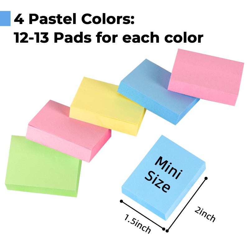Umikk 50 Pack Sticky Notes 1.5x2 in, 5000 Sheets Small Self-Stick Note, 4 Color Mini Sticky Notes Pad Bulk, Easy to Post for Office, School, Home - Image 3