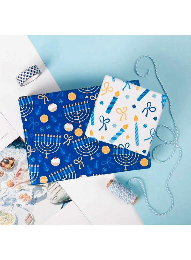 WRAPAHOLIC Hanukkah Wrapping Paper Roll - Menorahs, The Star Of David, Candles Design For Chanukah Celebration - 4 Rolls - 30 Inch X 120 Inch Per Roll - Image 5