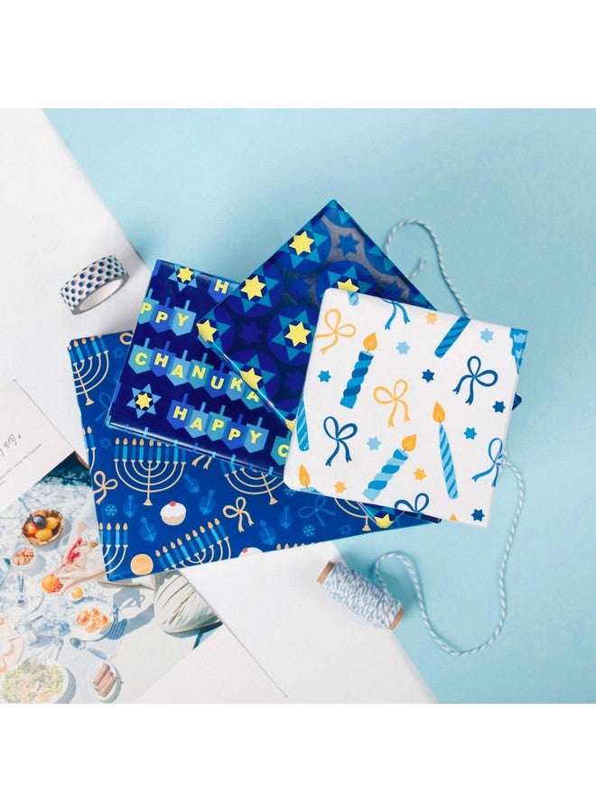 WRAPAHOLIC Hanukkah Wrapping Paper Roll - Menorahs, The Star Of David, Candles Design For Chanukah Celebration - 4 Rolls - 30 Inch X 120 Inch Per Roll - Image 3