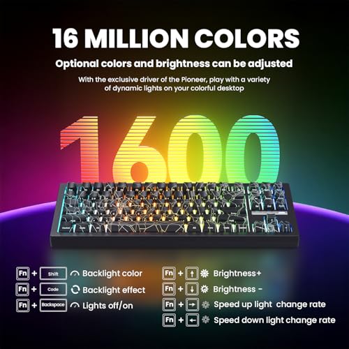 ZORNHER ZH870 Wireless Gaming Mechanical Keyboard,80% Black Custom Creamy Sound Keyboard with Spider Web IMD PC Keycaps,Creamy Sounding Linear Switches,Hot-Swappable,RGB Backlit,2.4GHz/USB-C/BT5.0 - Image 4