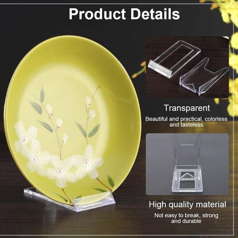 JCZD 10 Pcs Acrylic Bracket Stands, Plastic Display Holders Picture Plate Holders Clear Mini Easels Stands to Display Pictures or for Home Office Supplies Festival Party Decoration - Image 3