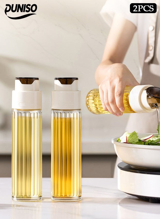 DUNISO 2 pcs 500ML Oil Dispenser Bottle for Kitchen, Automatic Opening and Closing of Bottle Caps , Oil and Vinegar Dispenser Set, Oil Sprayer for Cooking, Kitchen, Salad, Barbecue - Image 1