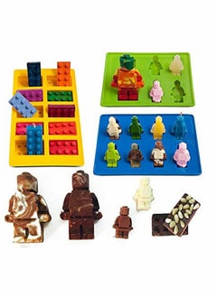 NIBEMINENT 6 Packs Random Color Building Brick Candy Robot Mold Chocolate Set Silicone Block Mould Molds Ice Cube Trays  - Image 4