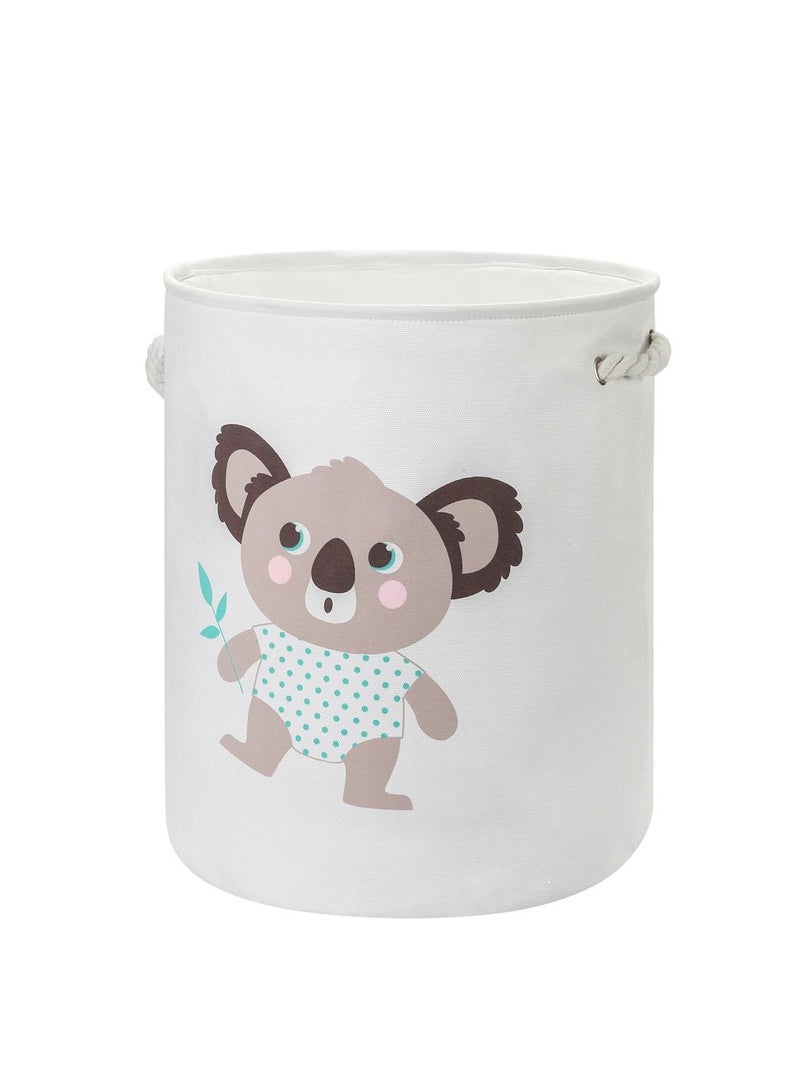 LAWAZIM Round Laundry Basket with Printed Bear - Pink - Collapsible Hamper with Handles, 50L Woven Fabric, Breathable & Odor-Resistant Storage Bin - Ideal for Laundry, Toys, Blankets, and Home Organization - Image 1