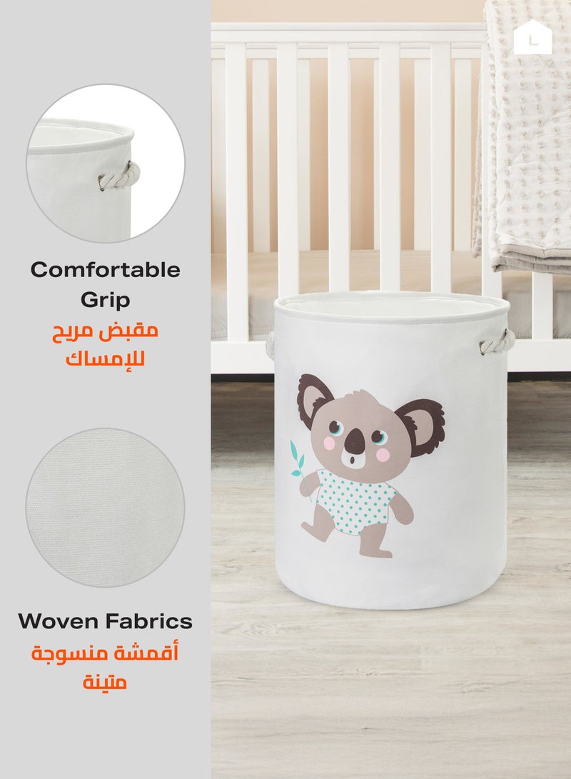 LAWAZIM Round Laundry Basket with Printed Bear - Pink - Collapsible Hamper with Handles, 50L Woven Fabric, Breathable & Odor-Resistant Storage Bin - Ideal for Laundry, Toys, Blankets, and Home Organization - Image 4