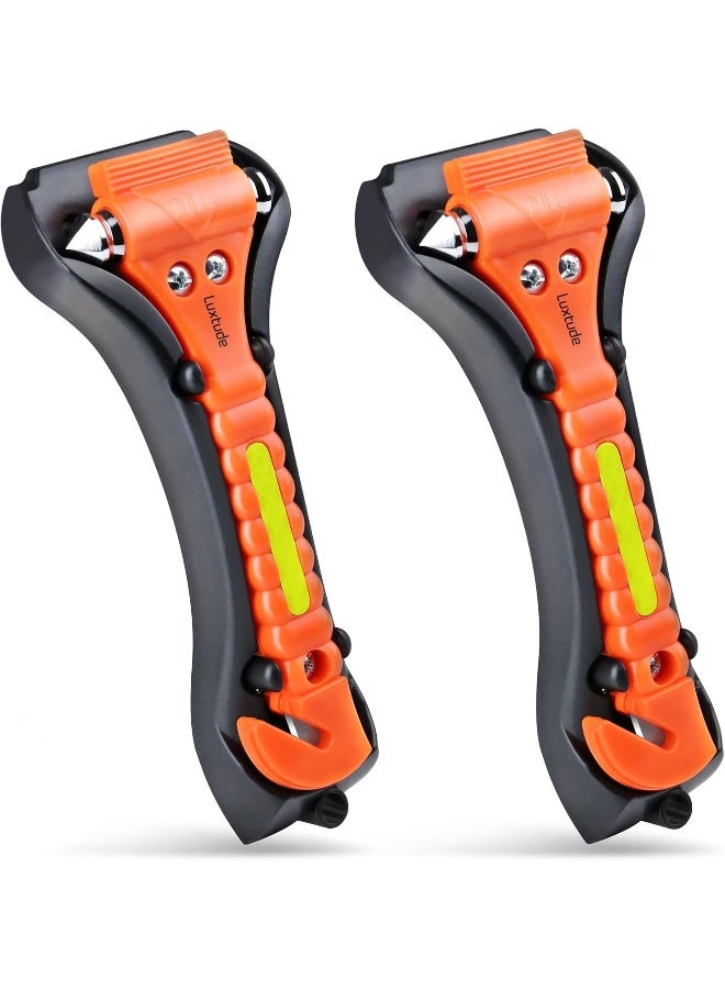 Luxtude 2 Pack Car Glass Tool, 2-in-1 Car Safety Hammer - Car Window Glass Breaker and Seatbelt Cutter - Image 1