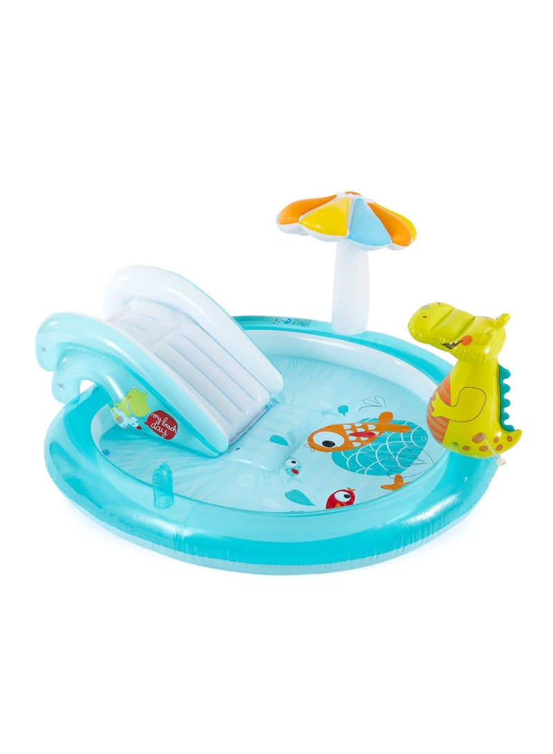 INTEX Unique Design Dinosaur Water Slide Play Center Inflatable Swimming Pool 201x170x84cm - Image 1