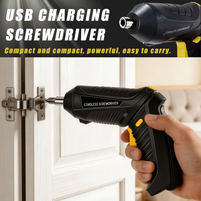 Mini Cordless Rechargeable Electric Drill Two Batches Set with LED Rotating Handle for DIY - Image 2
