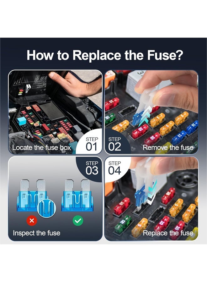 300Pcs Car Fuse Assortment Kit, 90 Standard Auto Fuses + 50 Micro + Puller+160 Mini Blade Fuses Automotive – Replacement for RV Camper Boat Truck (2Amp 3A 5A 7.5A 10A 15A 20A 25A 30A 35A 40A) - Image 3