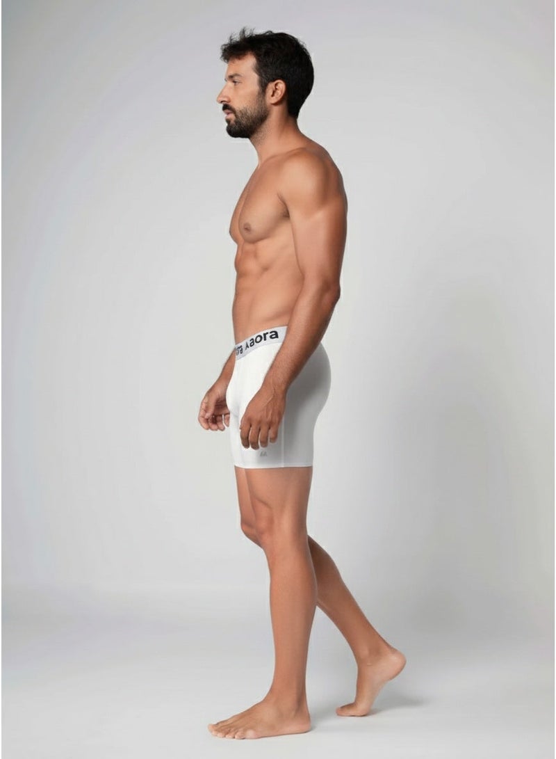 Aora Performance Boxer for Men – Moisture-Wicking Athletic Boxer Briefs – Breathable Stretch Fit Underwear for Daily Comfort & Training – Soft Sweat-Resistant Men’s Underwear (White) - Image 3