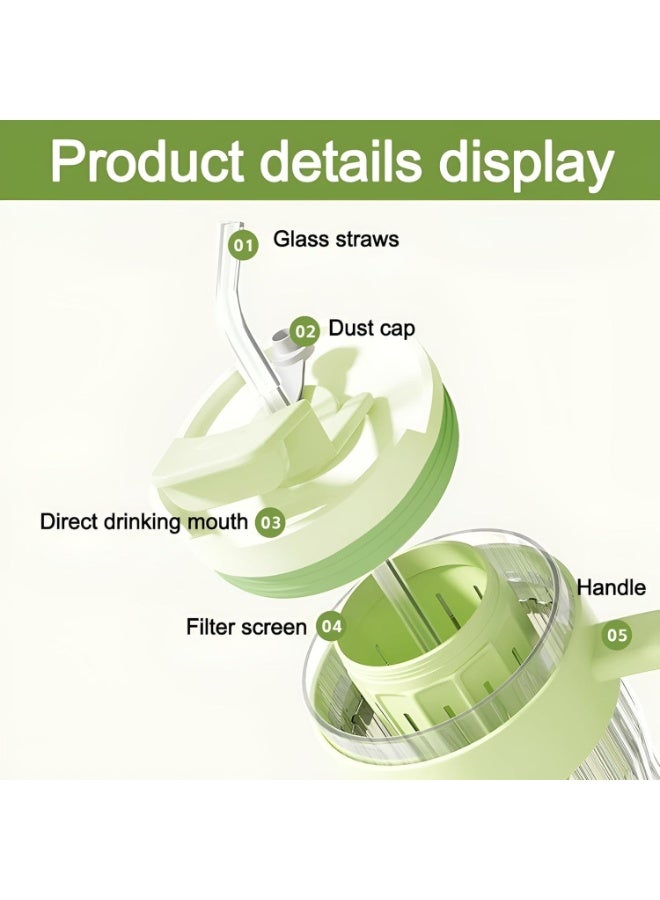 WAW Lemon Cold Extraction Cup – 580 ml Glass Water Bottle with Handle and Straw, Leak Proof, Classic Style, Portable Drinking Cup for Office, Gym, Travel & Home Use - Image 3