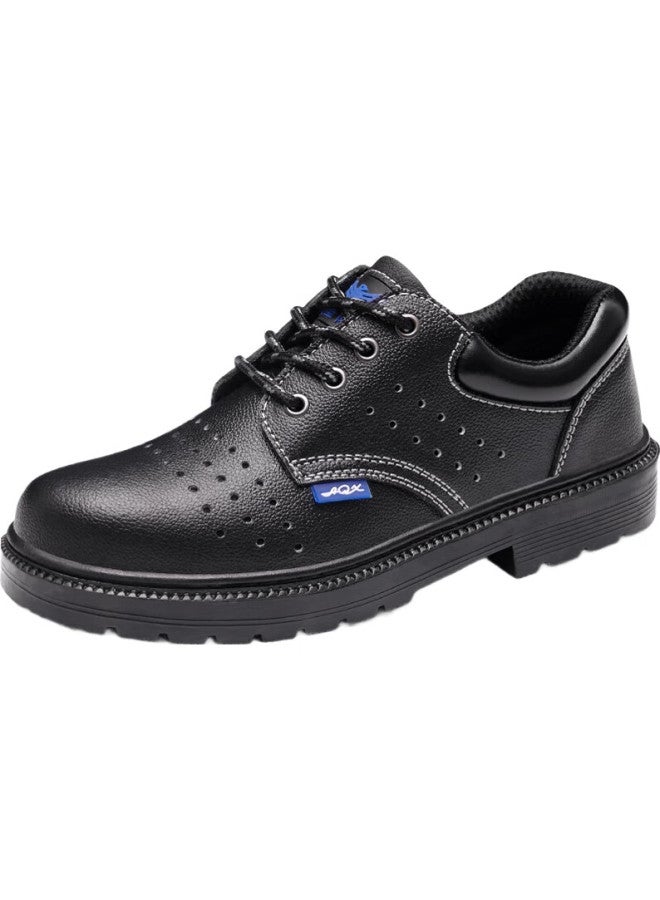 Blue Gull Shield Blue Owl Shield Safety Shoes For Men, Anti-Smashing, Anti-Puncture, La Labor Safety Certified, Steel Toe Cap, Steel Midsole, Cowhide, Wear-Resistant, Functional, Lightweight Work Shoes, Protective 9101, Black Breathable, Size 40 - Image 1