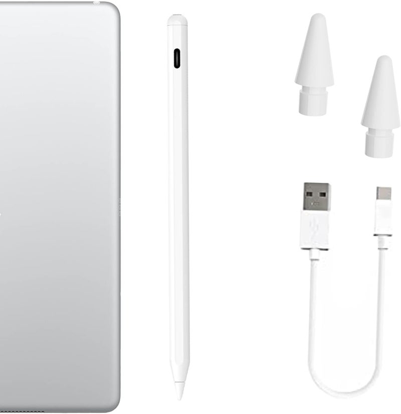 كاوشونغ قلم ستايلس لأجهزة Apple iPad الجيل العاشر إلى السادس (2018-2021) وiPad Pro 11"/12.9" (2018-2022) وiPad Air الجيل الخامس إلى الثالث وiPad Mini الجيل السادس/الخامس، مع خاصية رفض راحة اليد والحساسية للميل ووضع الشحن المزدوج عبر البلوتوث (أبيض) - Image 1