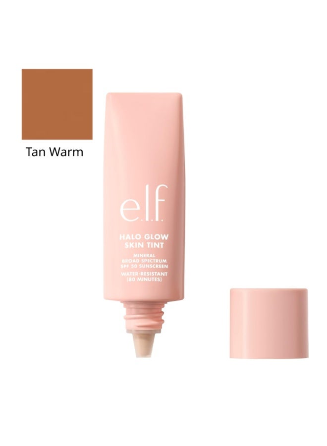 elf Halo Glow Skin Tint SPF 50, Tinted Moisturizer For Light, Creates A Natural Glow, Tan Warm - Image 1