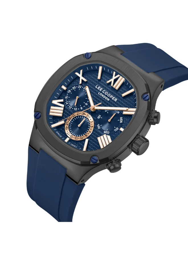 لي كوبر Men's Multi Function Display Watch With Dark Blue Silicone Strap - LC08150.099