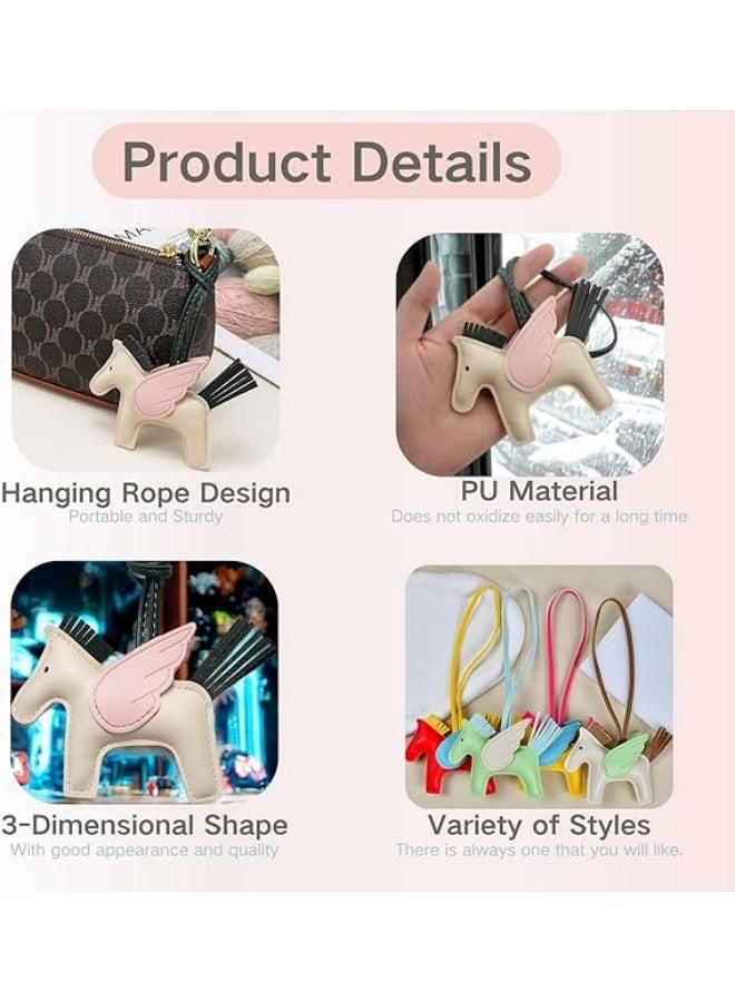 Fashion Leather Sewn Tassel Pony Keychain, Creative Cartoon Horse Hanging Drop Bag Accessories, with Bowknot for Women Purse Car Keychain Handbag (Pink) - Image 5