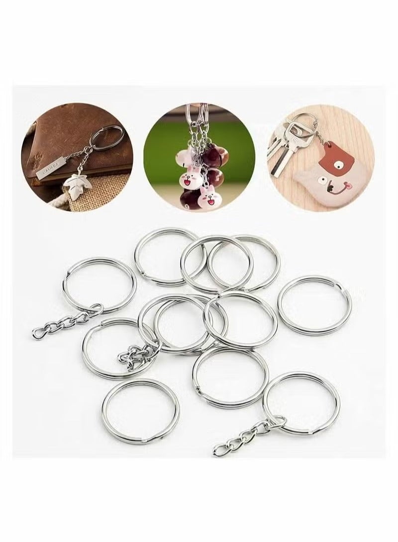 Arabest 100pcs Metal Split Key Chain Rings with Chain Silver Key Ring and Open Jump Rings Bulk - Image 3