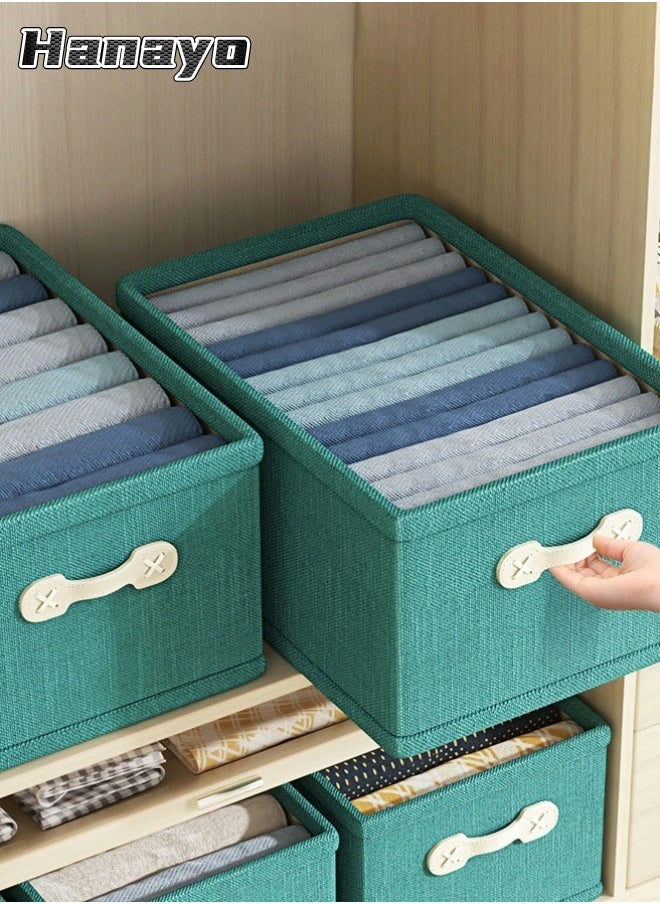 Hanayo 2 Pcs Storage Baskets Foldable Storage Box with Handle Storage Bins Closet Organizers Shelf Baskets Storage Bins for Clothing Toys Books(Green)  - Image 1