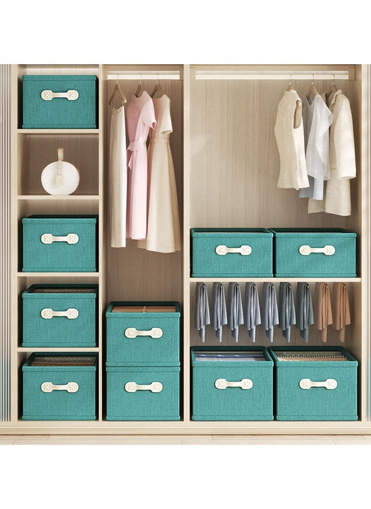 Hanayo 2 Pcs Storage Baskets Foldable Storage Box with Handle Storage Bins Closet Organizers Shelf Baskets Storage Bins for Clothing Toys Books(Green)  - Image 4