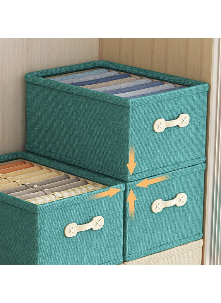 Hanayo 2 Pcs Storage Baskets Foldable Storage Box with Handle Storage Bins Closet Organizers Shelf Baskets Storage Bins for Clothing Toys Books(Green)  - Image 5