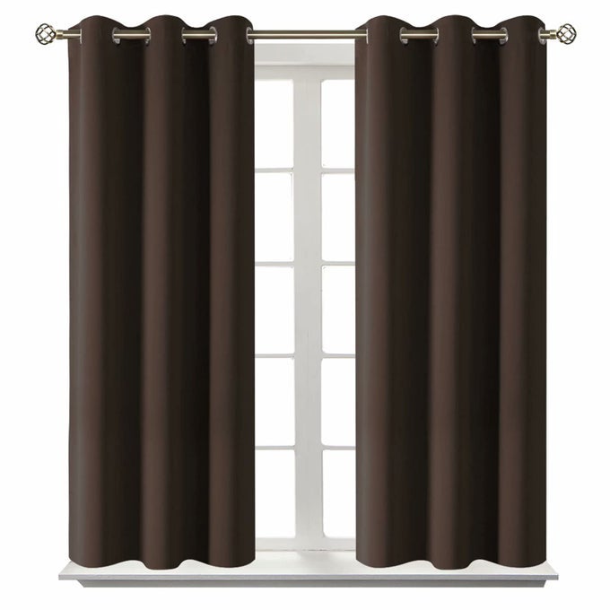 BLACKOUT CURTAINS FOR LIVING ROOM GROMMET THERMAL INSULATED ROOM DARKENING CURTAINS FOR BEDROOM SET OF 2 PANELS 38 X 45 INCH BROWN