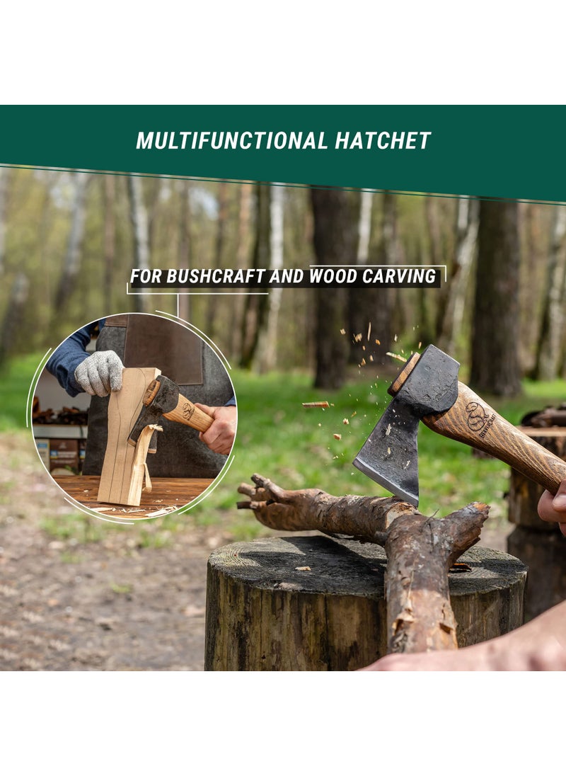 BeaverCraft BeaverCraft Hand Forged Hatchet Axe with Sheath AX1 - Bushcraft Hatchet Camping Small Forest Axe Survival Hatchet Carving Axe for Chopping Wood - Camp Splitting Axe Gardening Axes Wood Cutting Axe  - Image 3
