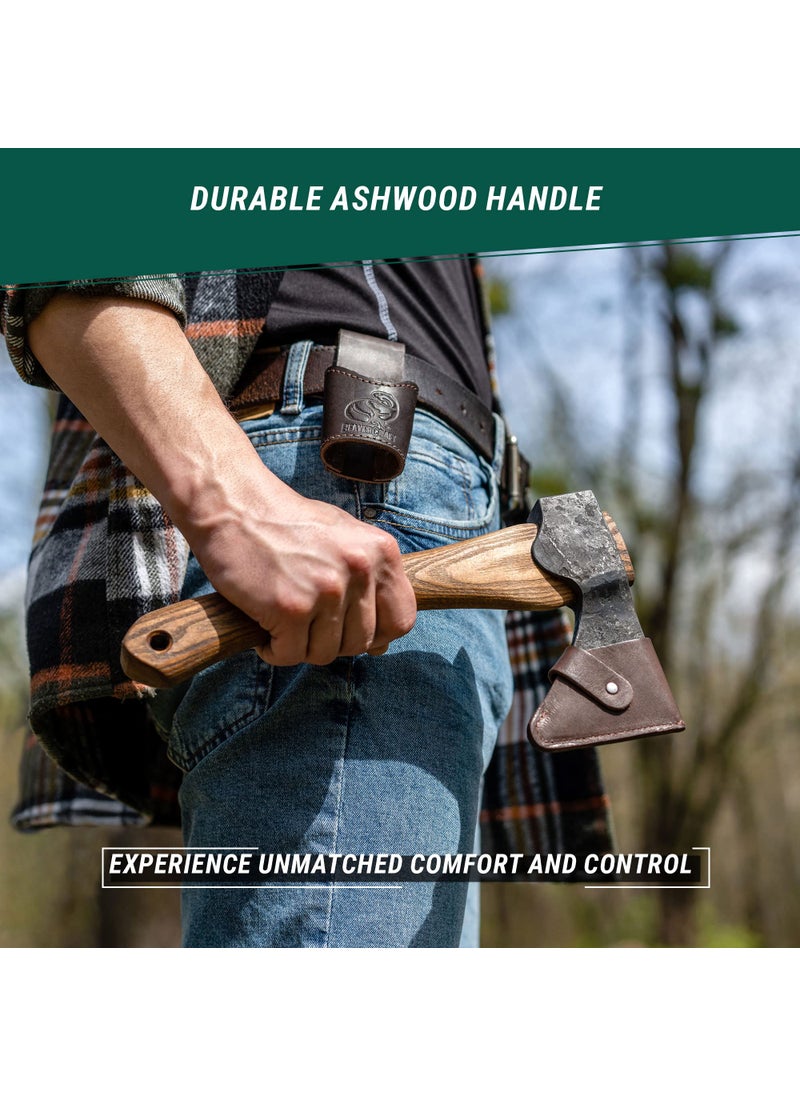 BeaverCraft BeaverCraft Hand Forged Hatchet Axe with Sheath AX1 - Bushcraft Hatchet Camping Small Forest Axe Survival Hatchet Carving Axe for Chopping Wood - Camp Splitting Axe Gardening Axes Wood Cutting Axe  - Image 5