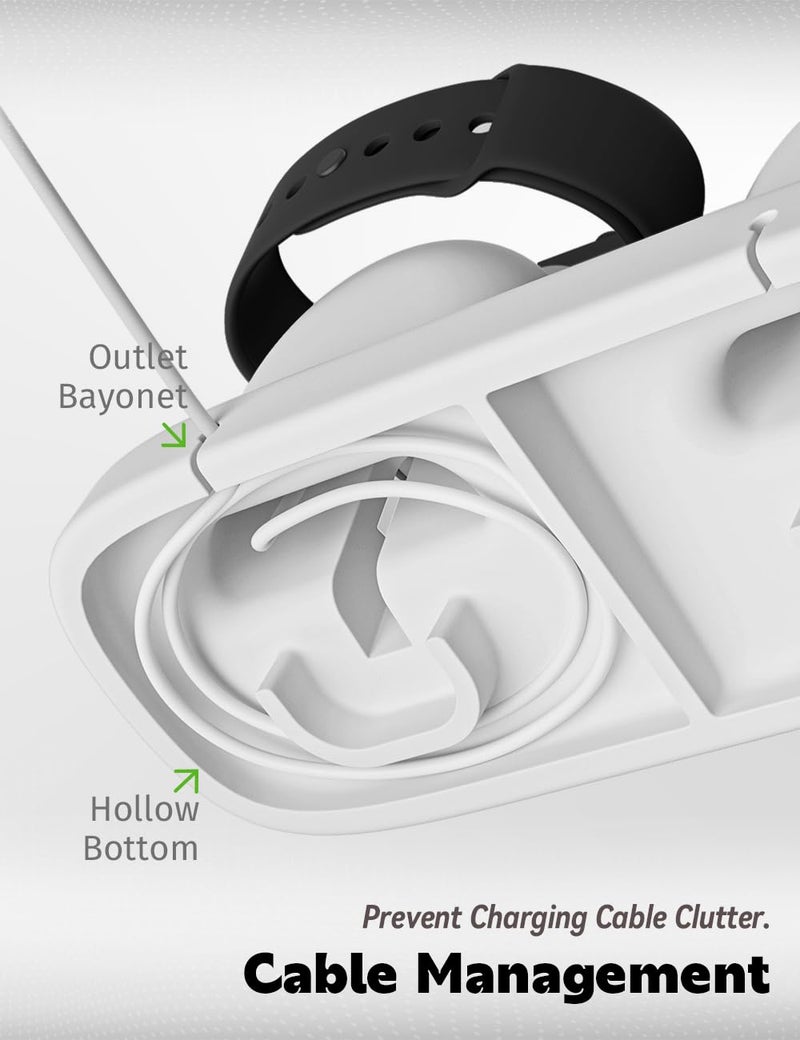 ELETIUO Dual Charger Stand Compatible with Apple Watch Series 49/46/45/44/42/41/40/38mm iWatch Ultra2/Ultra/10/9/8/SE2/7/6/SE/5/4/3/2/1,Silicone Charging Dock Organizer Supports Night Stand Mode,White - Image 4