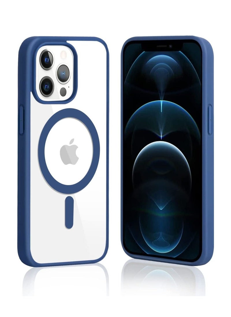 Generic - iPhone 12 Pro Max Case Clear Magsafe Slim Cover, Ultra-Thin Shockproof and Anti-Yellow Transparent Protective Cover Compatible for Apple iPhone 12 Pro Max 6.7 inch - Navy Blue - Image 1