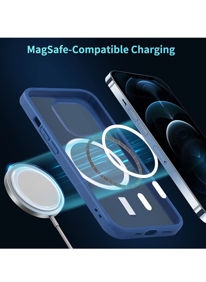 Generic - iPhone 12 Pro Max Case Clear Magsafe Slim Cover, Ultra-Thin Shockproof and Anti-Yellow Transparent Protective Cover Compatible for Apple iPhone 12 Pro Max 6.7 inch - Navy Blue - Image 1