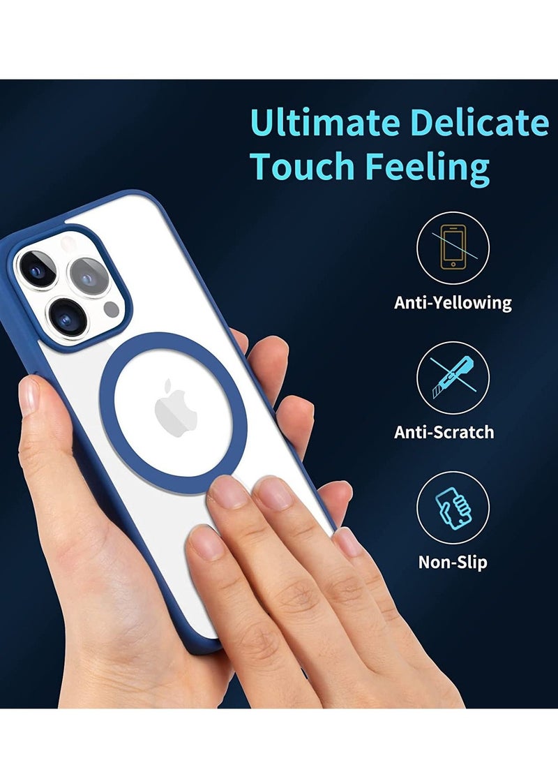 Generic - iPhone 12 Pro Max Case Clear Magsafe Slim Cover, Ultra-Thin Shockproof and Anti-Yellow Transparent Protective Cover Compatible for Apple iPhone 12 Pro Max 6.7 inch - Navy Blue - Image 1