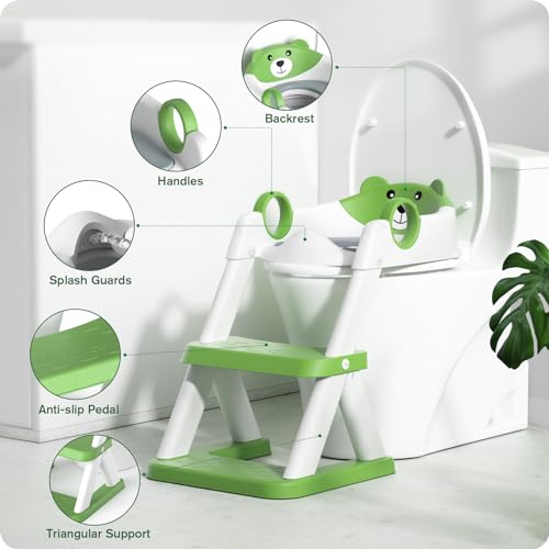 Rabb 1st Potty Training Seat, Upgrade Toddler Toilet Seat for Kids Boys Girls, 2 in 1 Potty Training Toilet for Kids, Splash Guard Anti-Slip Pad Step Stool（Upgraded Cushion） - Image 2
