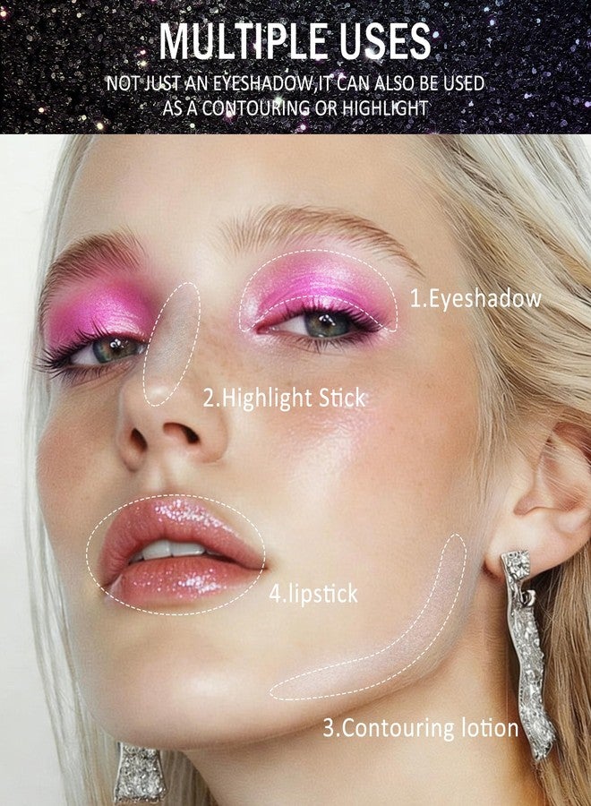 LYSdefeu Cream Eyeshadow Stick, Pearl Purple Blue Chameleon Iridescent High Pigment Glitter Eyeshadow, Shimmer Long Lasting Holographic Eye Shadow Brightener Pencil,Hypoallergenic Eyes Makeup Product for Women - Image 4