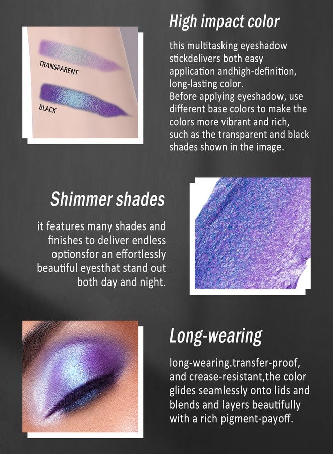 LYSdefeu Cream Eyeshadow Stick, Pearl Purple Blue Chameleon Iridescent High Pigment Glitter Eyeshadow, Shimmer Long Lasting Holographic Eye Shadow Brightener Pencil,Hypoallergenic Eyes Makeup Product for Women - Image 3