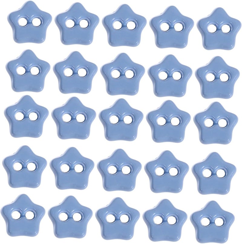 Sky Blue Metal Two Hole Star Buttons 50PCS for Doll Clothes DIY Craft Sewing Accessories - Image 1