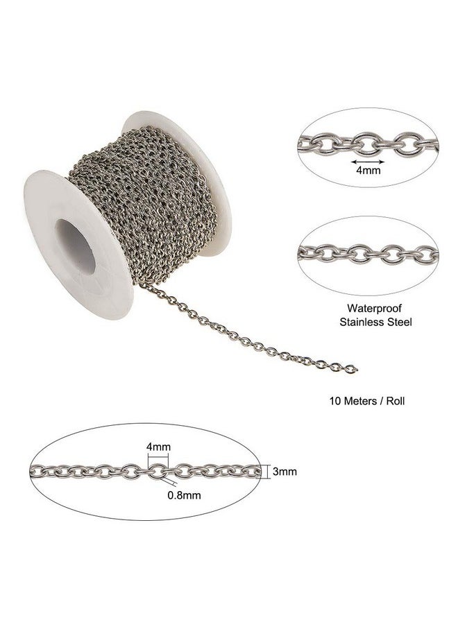 DanLingJewelry - 30 Feet 304 Stainless Steel Unwelded Cable Chain Spool Link In Bulk For Necklace Jewelry Making 4X3Mm - Image 1