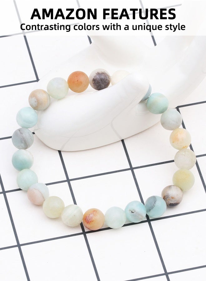 Natural Gemstone Semi Precious Healing Crystals Handmade Stretchy Round Beads Bracelet, Enhance Positive Energy 8mm Natural Stone Amazon Beaded Bracelet Hand Jewelry Raw Stone Agate Bracelet