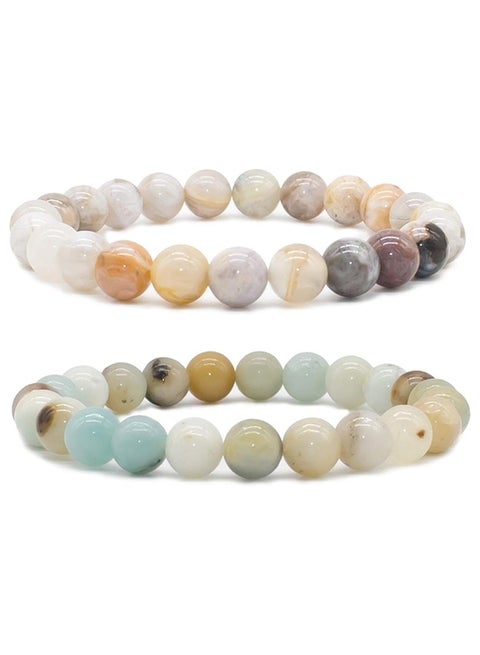 Natural Gemstone Semi Precious Healing Crystals Handmade Stretchy Round Beads Bracelet, Enhance Positive Energy 8mm Natural Stone  Beaded Bracelet Hand Jewelry Raw Stone Agate BraceletNatural Gemstone Semi Precious Healing Crystals Handmade Stretchy Round Beads Bracelet, Enhance Positive Energy 8mm Natural Stone Beaded Bracelet Han