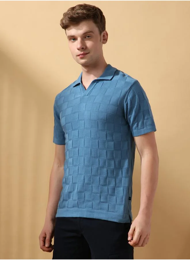 دينيس لينغو Steller 100% Cotton Regular Fit Textured Knitted Half Sleeves T-Shirts for men - Make every day iconic