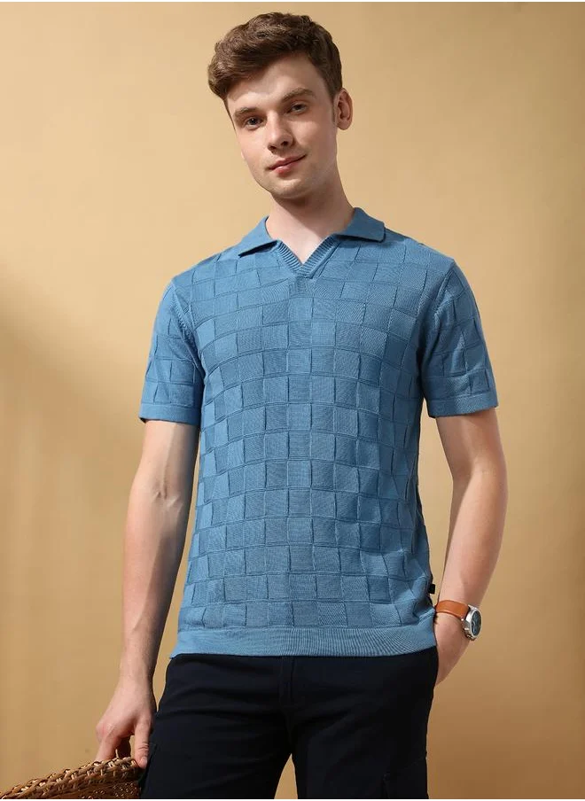 دينيس لينغو Steller 100% Cotton Regular Fit Textured Knitted Half Sleeves T-Shirts for men - Make every day iconic