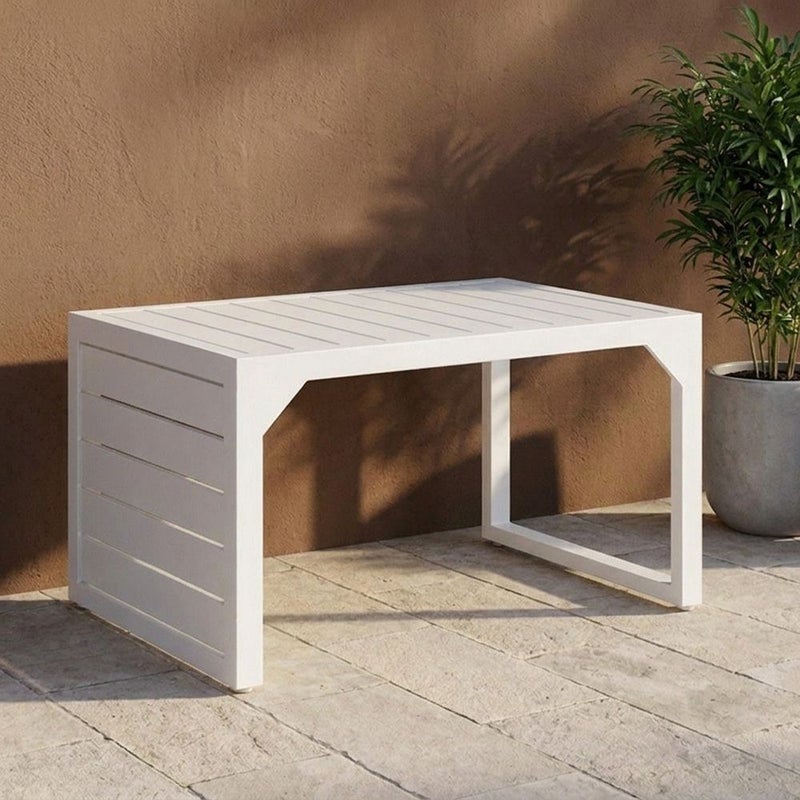 DANUBE HOME Infante Center Table | All Weather 1 Piece Outdoor Coffee Table | Modern Design Furniture For Balcony, Garden Bench Seating Terrace Lawn Patio Poolside - L60xW38xH34cm -White - Image 1