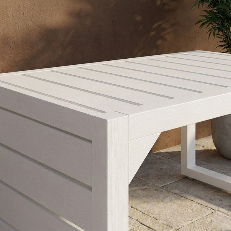 DANUBE HOME Infante Center Table | All Weather 1 Piece Outdoor Coffee Table | Modern Design Furniture For Balcony, Garden Bench Seating Terrace Lawn Patio Poolside - L60xW38xH34cm -White - Image 5